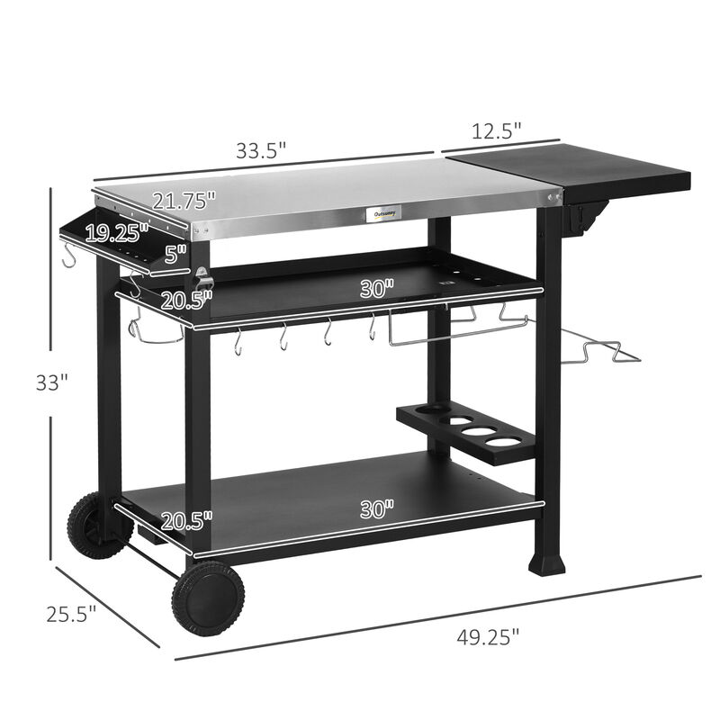 Streamdale Versatile Outdoor Grill Table with Adjustable Stainless Steel Surface