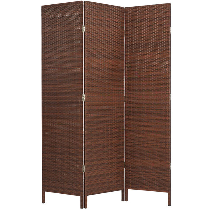 Legacy Decor 3 Panels Patio Outdoor Privacy Screen Room Divider Partition Brown Resin Wicker Weather Resistant