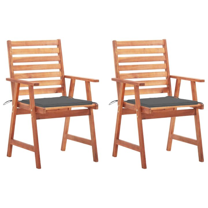 vidaXL Outdoor Dining Chairs 2 pcs with Cushions Solid Acacia Wood