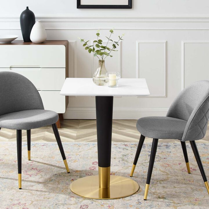 Modway - Zinque 24" Square Dining Table Gold White