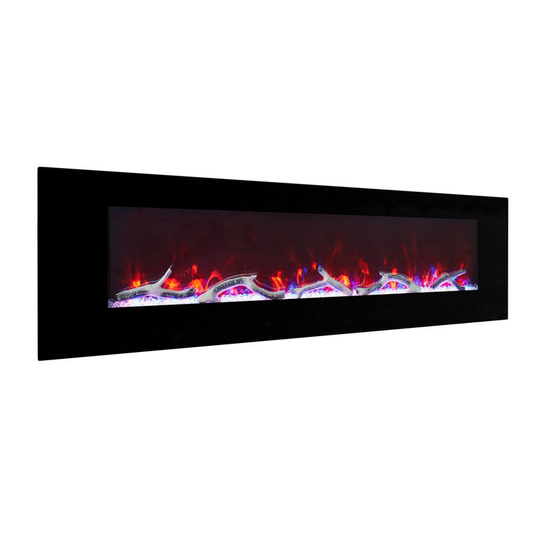 MONDAWE 72" Wall-Mounted Electric Fireplace 5120 BTU Heater with Bluetooth Speaker & Remote Control Adjustable Flame Color & Temperature Setting