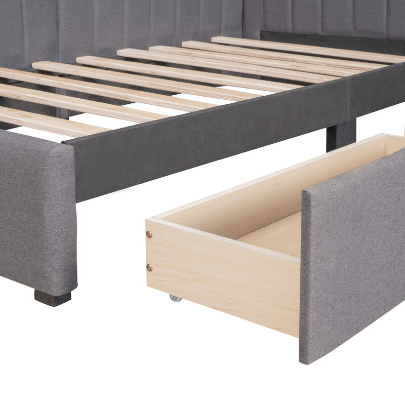 Upholstered Daybed with 2 Storage Drawers