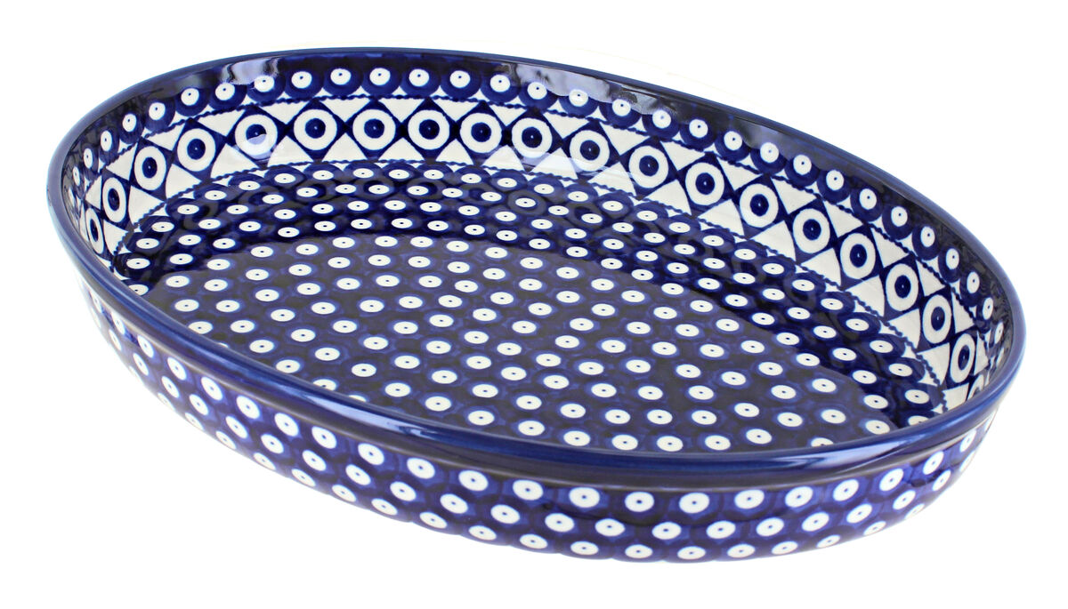Blue Rose Polish Pottery Sweet Annie Large Oval Baker