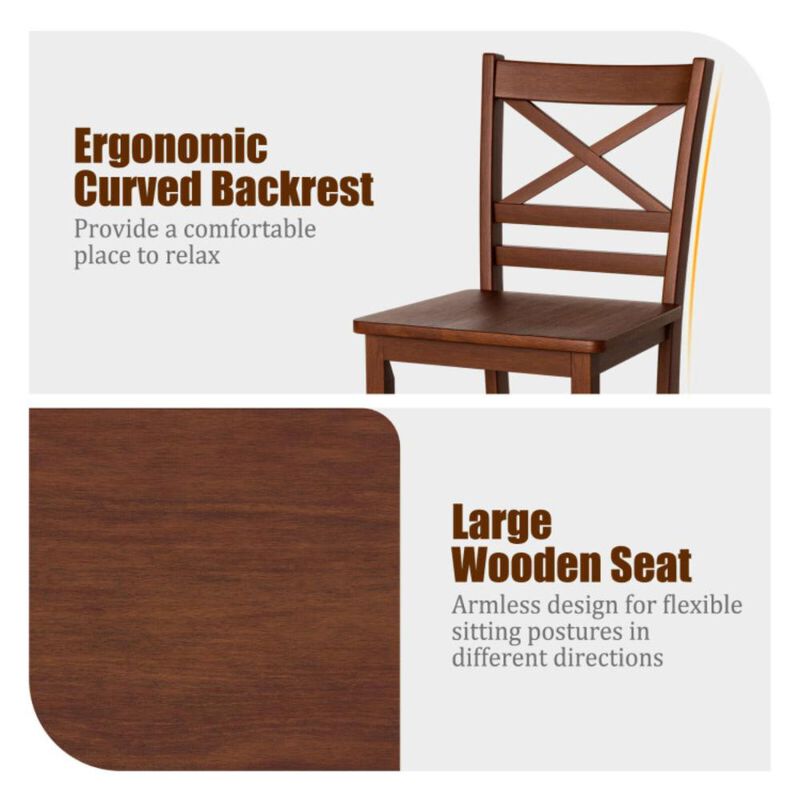 Hivvago Set of 2 Bar Stools 25 Inch Counter Height Chairs with Rubber Wood Legs