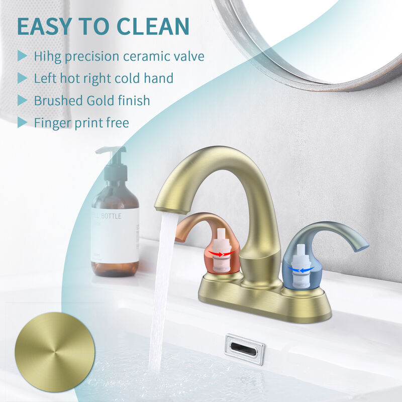 Centerset Vanity Sink Faucet Swan Design with Dual Handles and Supply Hoses
