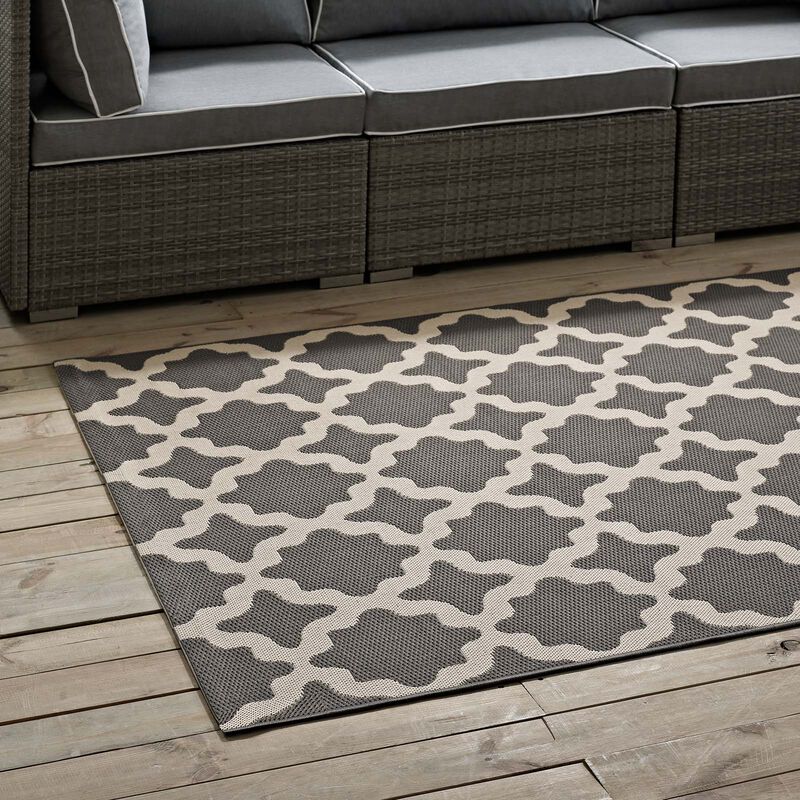 Cerelia Moroccan Trellis 5x8 Indoor and Outdoor Area Rug - Gray and Beige