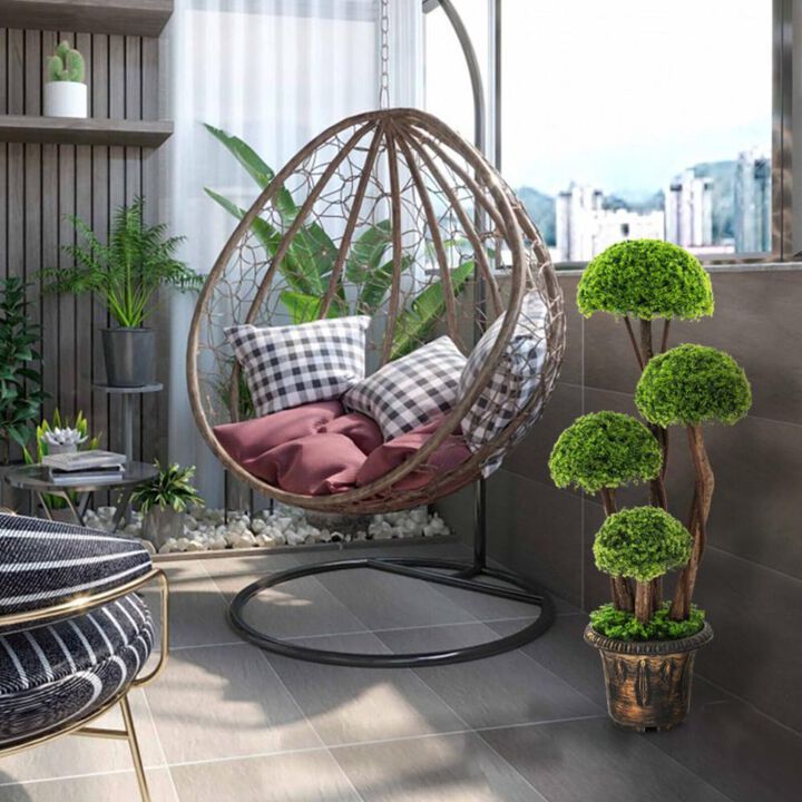 Hivvago 3 Feet Decorative Artificial Cedar Topiary Tree with Rattan Trunk