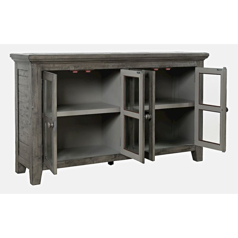 Jofran Rustic Shores 54 Coastal Distressed Acacia Four-Door Credenza Cabinet