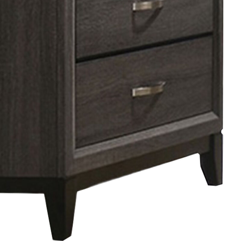 Erica Tall Dresser Chest, 5 Drawers, Gray Wood Finish, Metal Handles