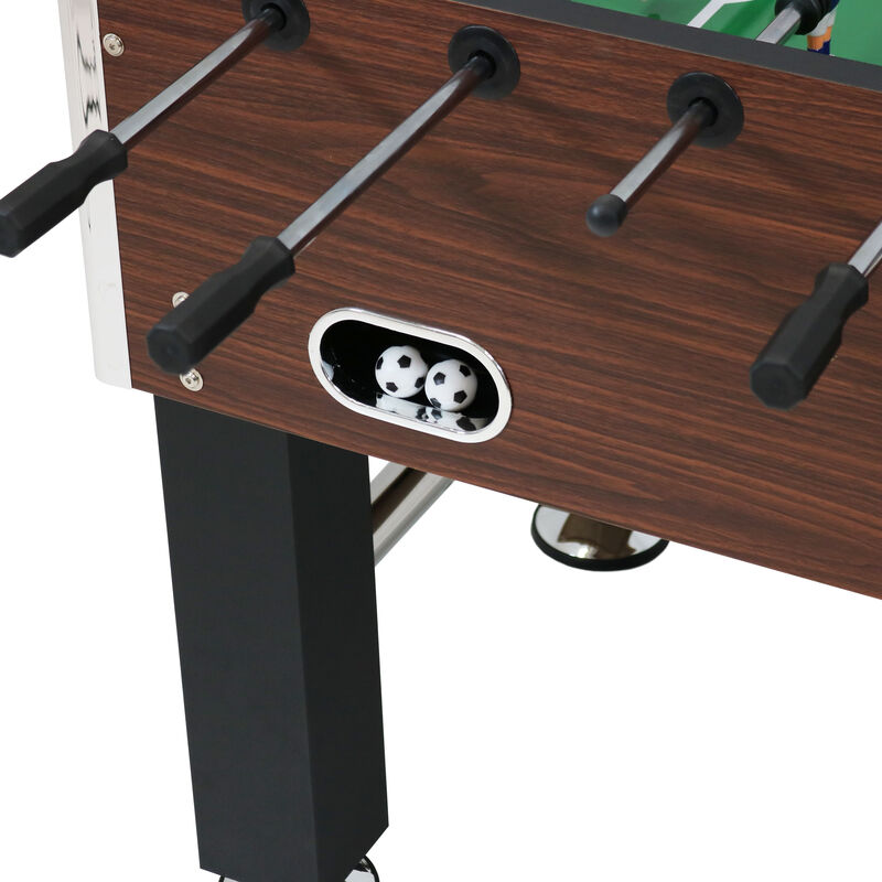 Sunnydaze 55 in Faux Wood Foosball Game Table with Folding Drink Holders