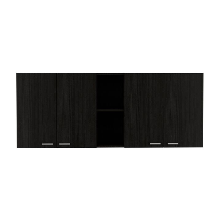 Luther 2 Piece Kitchen Set, Wall Cabinet + Utility Sink Cabinet, Black / White