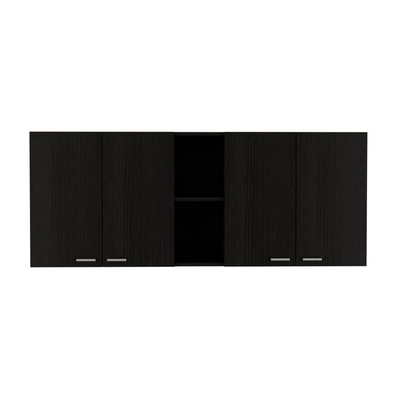 Luther 2 Piece Kitchen Set, Wall Cabinet + Utility Sink Cabinet, Black / White