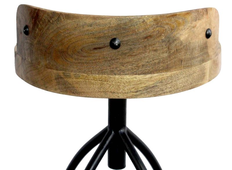 30-35 Inch Industrial Style Adjustable Swivel Bar Stool With Backrest-Benzara