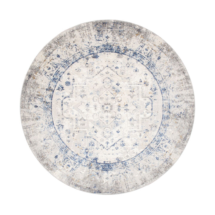 Pasargad Home Turkish Efes Design L. Grey Area Rug-Round 6'