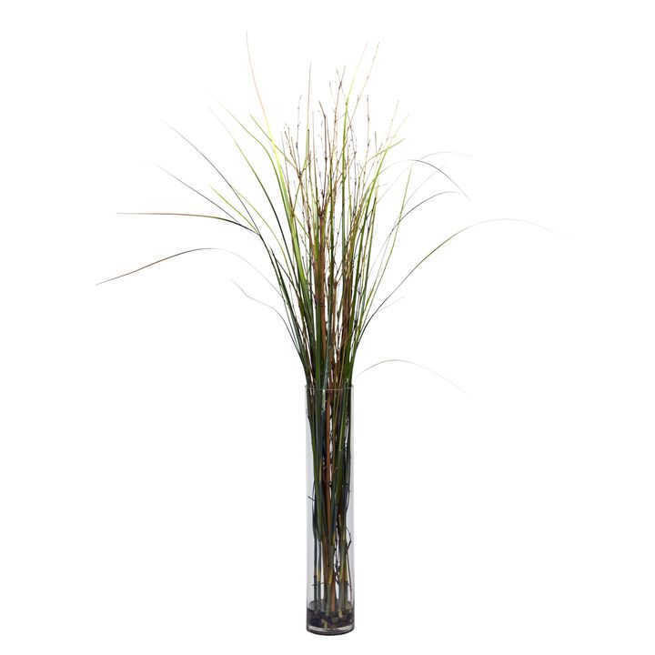 Hivvago Grass & Bamboo w/Cylinder Silk Plant