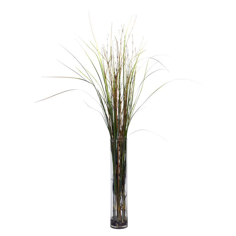 Hivvago Grass & Bamboo w/Cylinder Silk Plant