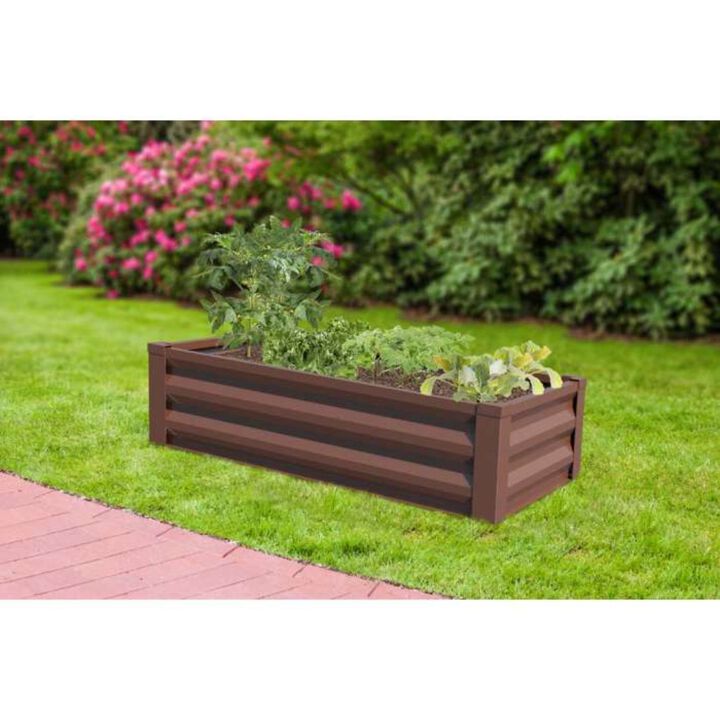 Hivvago Brown Powder Coated Metal Raised Garden Bed Planter