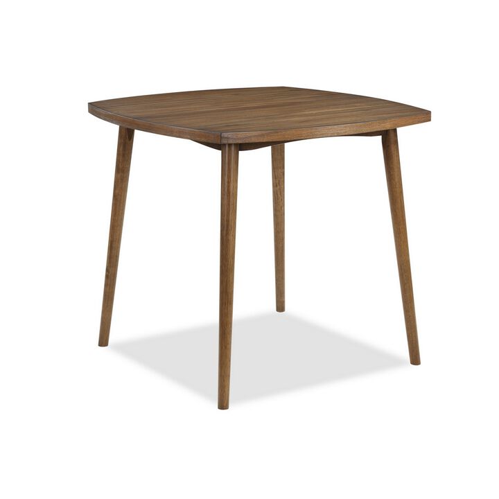 Summit 40 Inch Counter Height Table, Square Top, Rounded Edges, Wood, Brown - Benzara
