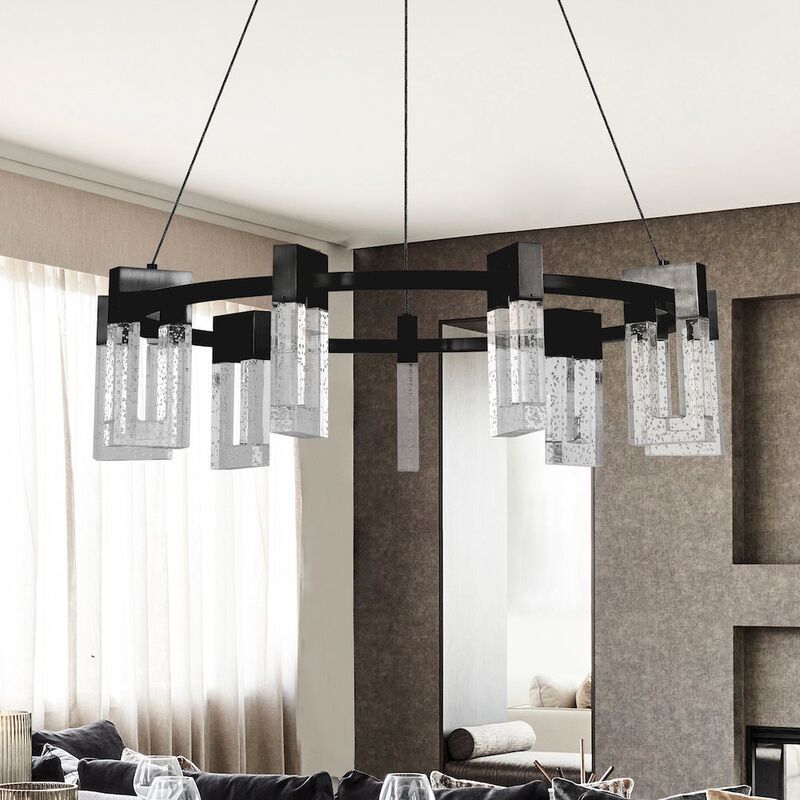 VONN Lighting 9-Light Pendant Lighting Height Adjustable Integrated LED Circular Chandelier