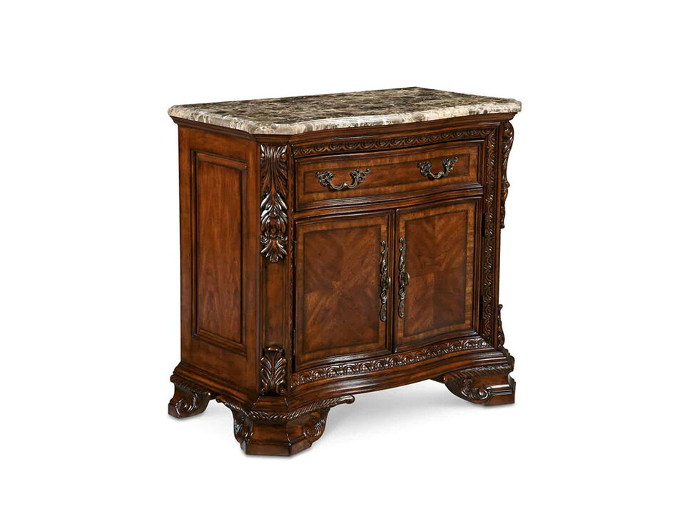 Old World Marble Top Nightstand
