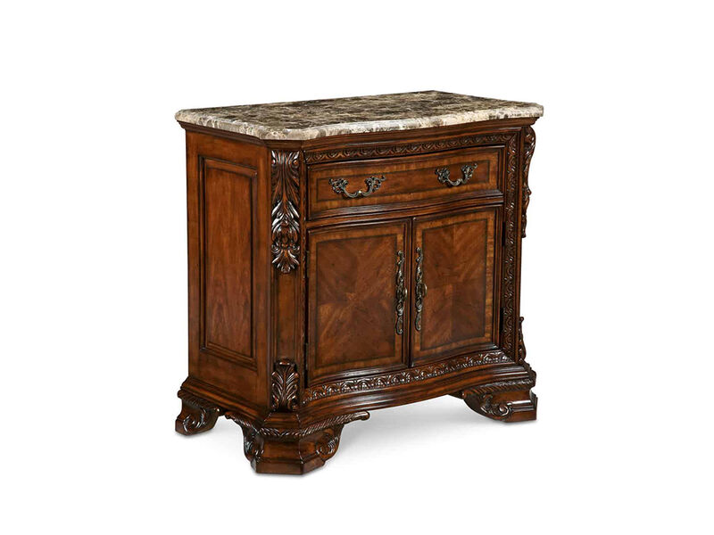 Old World Marble Top Nightstand