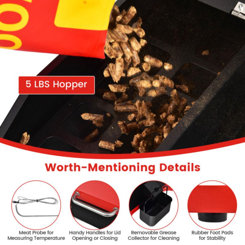 Hivvago Outdoor Portable Tabletop Pellet Grill and Smoker with Digital Control System for BBQ