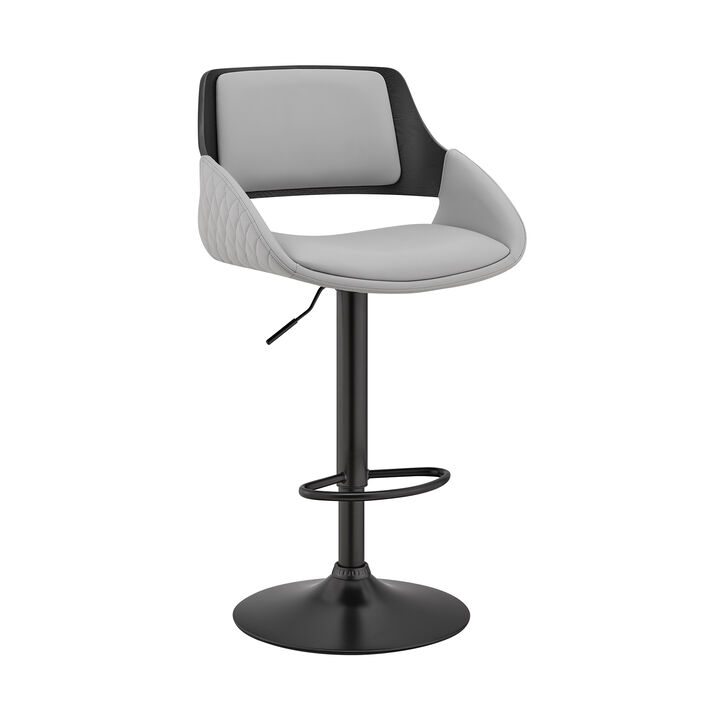 Colby Adjustable Gray Faux Leather and Black Finish Stool