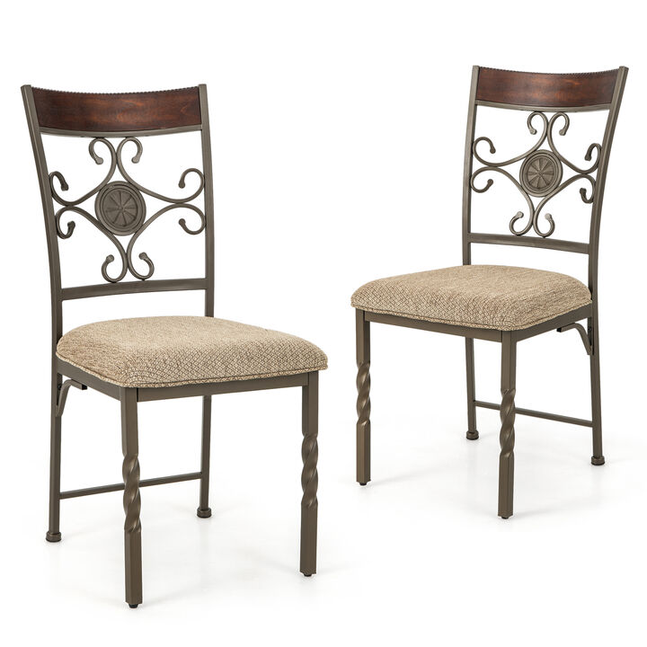 Set of 2 Armless Dining Room Chairs, Kitchen Chairs with Seat Cushions for Comfort and Style