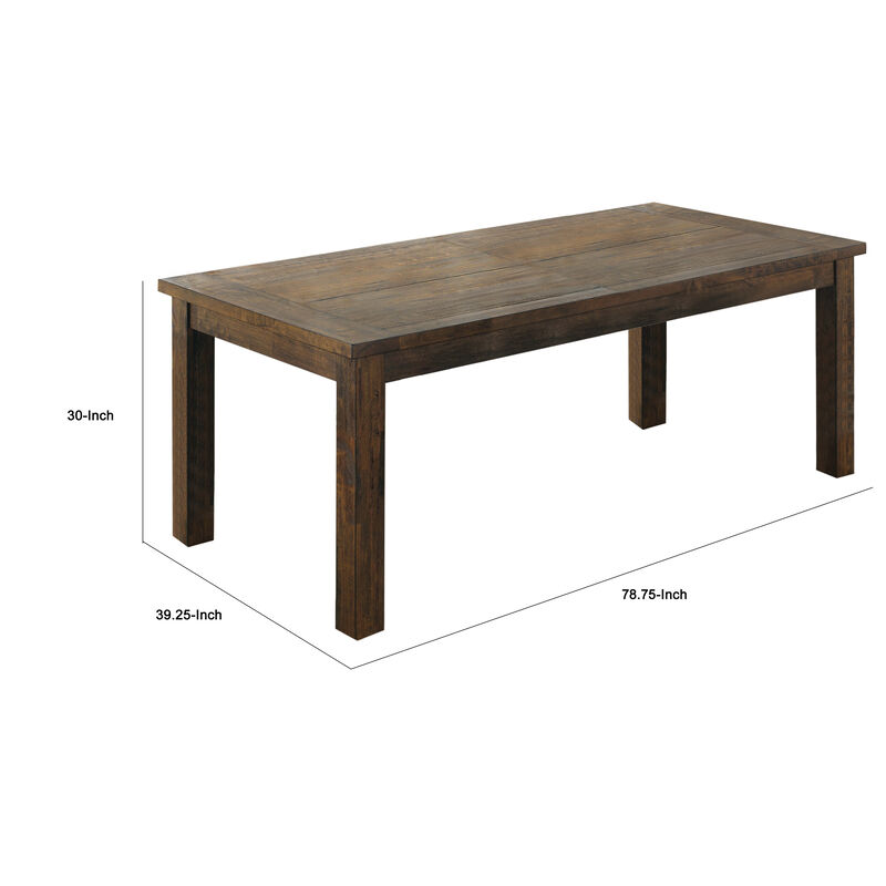 Wooden Rectangular Dining Table, Natural Wood Brown - Benzara