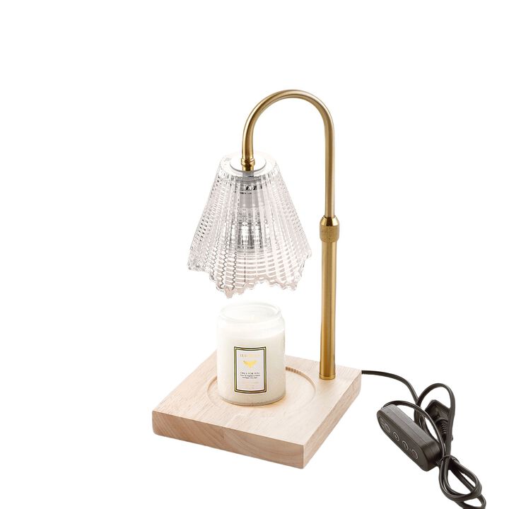Candle warm lamp with dimmer and timer, aromatherapy wax candle melt lamp, adjustable height, clear glass lamp shade, preferred for gifts