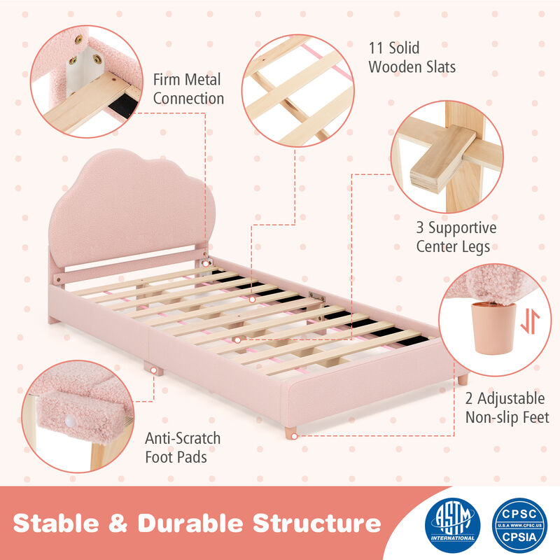Height-Adjustable Headboard Bed Frame with Sturdy Wooden Slats, Modern Platform Design for Comfort and Support