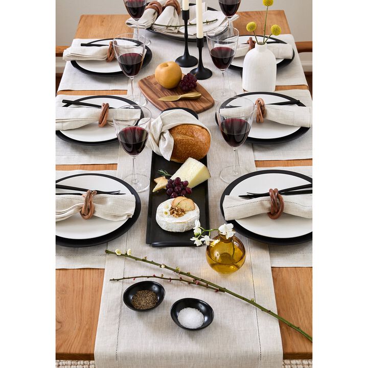 Solino Home 100% Pure Linen Table Runner | Classic Hemstitch for Thanksgiving, Christmas