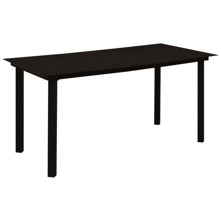 vidaXL 7 Piece Garden Dining Set Black Glass and Steel