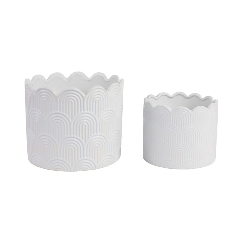 White Stone Arch Planters Set
