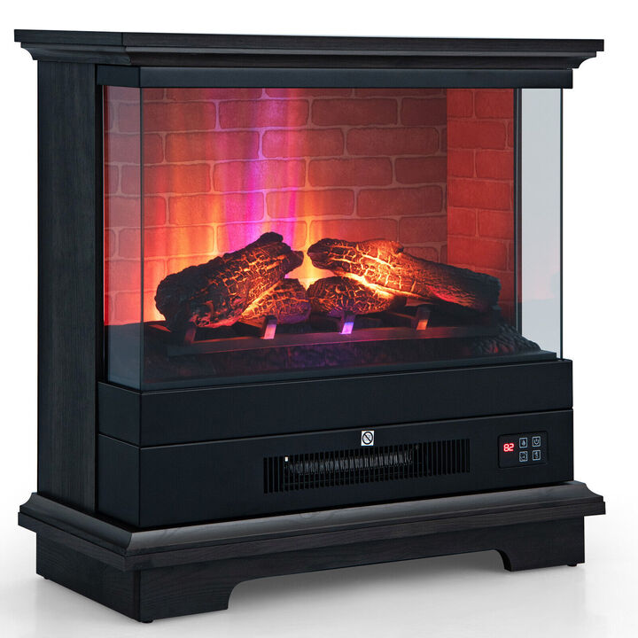 27-Inch Freestanding Electric Fireplace with 3-Level Vivid Flame and Adjustable Thermostat