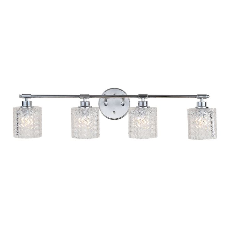 Spaulding Vintage Iron Chevron Pattern Glass Farmhouse Cottage LED Vanity Light
