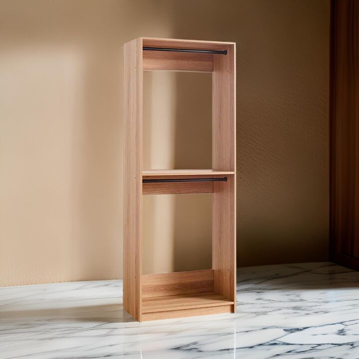Dee Modular Closet System, 2 Compartments, 2 Hanging Rods, Oak Brown