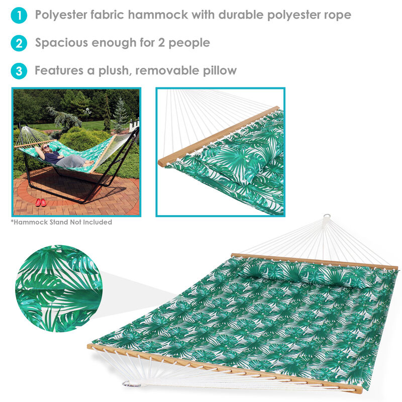 Sunnydaze Large Quilted Hammock with Spreader Bar and Pillow