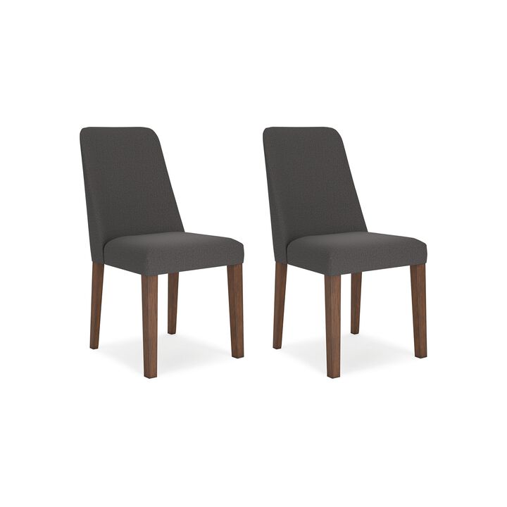 Jeyn Dining Side Chair Set of 2, Solid Wood, Charcoal Gray Polyester - Benzara