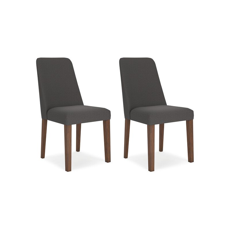 Jeyn Dining Side Chair Set of 2, Solid Wood, Charcoal Gray Polyester - Benzara