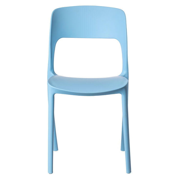 Modern Plastic Outdoor Dining Chair with Open Curved Back, Red