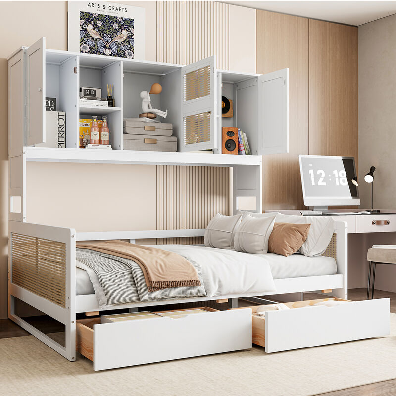 Merax Daybed Bed with 2 Drawers and Cabinet