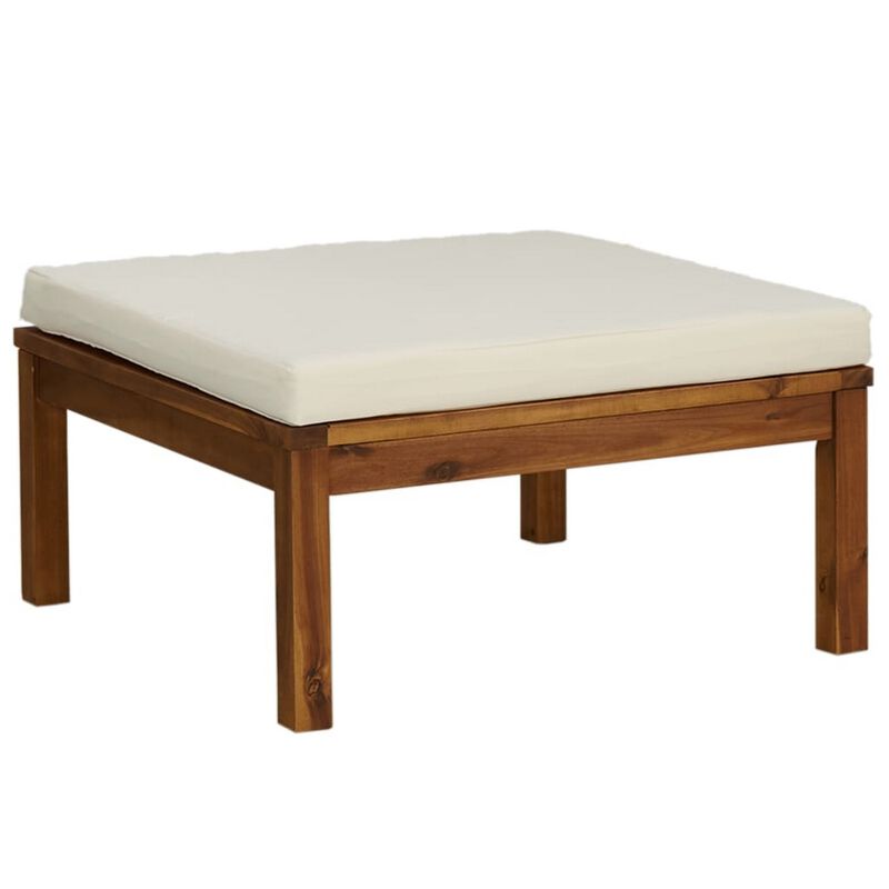 10pc Outdoor Modular Sofa Set, Coffee Table, Solid Acacia Wood, Cream - Benzara