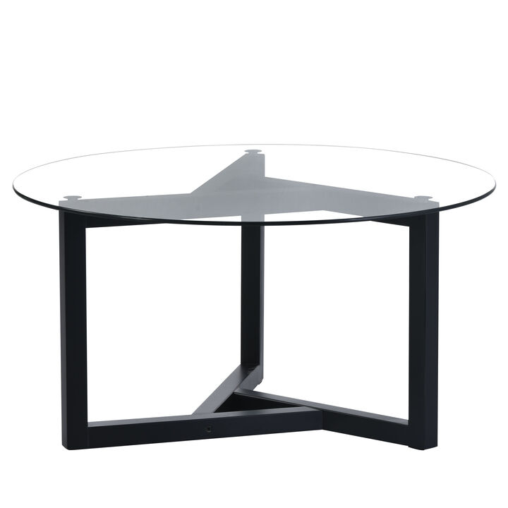 Merax Modern Coffee Table with Tempered Glass