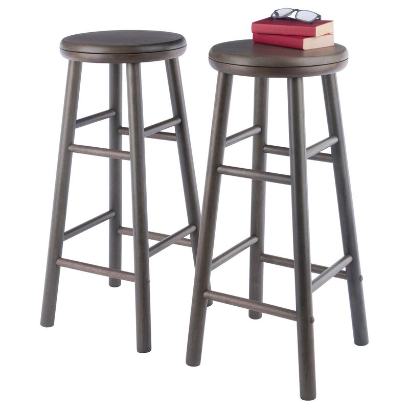 Winsome Shelby 2-Pc Swivel Seat Bar Stool Set - Oyster Gray