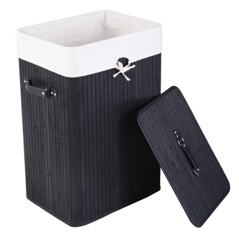 Hivvago Rectangle Bamboo Hamper Laundry Basket Washing Cloth Bin Storage Bag Lid 3 color