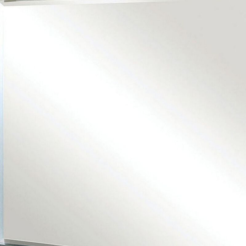 Mirror with LED and Mirrored Trim Accent, Silver-Benzara