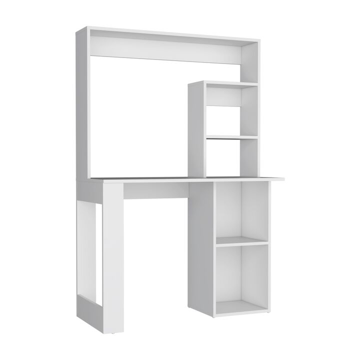 Maine Desk With Hutch and  Shelves -White