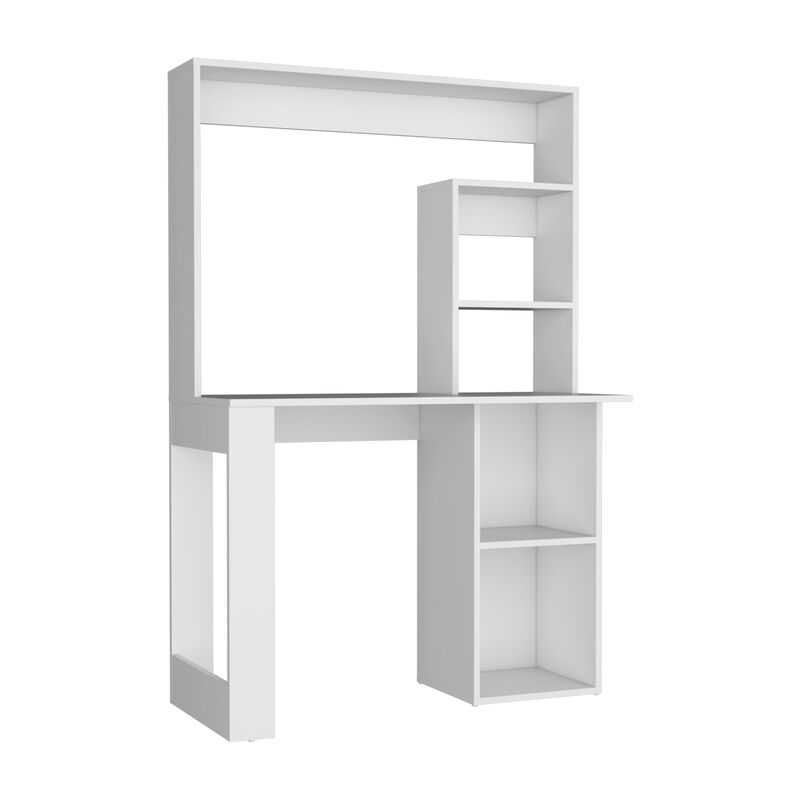 Maine Desk With Hutch and  Shelves -White