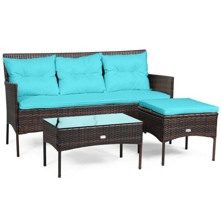 Hivvago 3 Pieces Patio Furniture Sectional Set with 5 Cozy Cushions